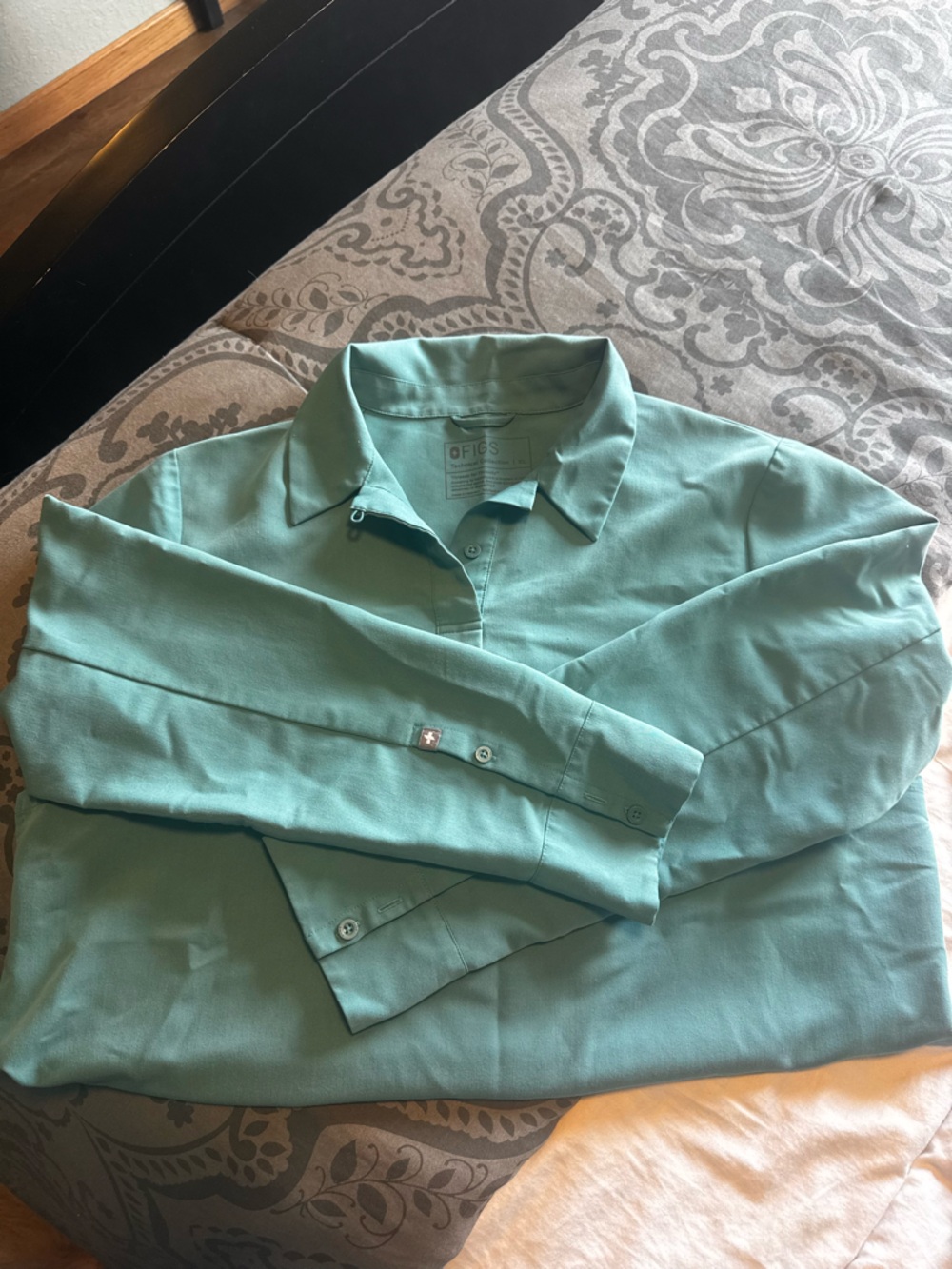 Figs Teal Polo-Style Medical Top - Picture 2 of 4